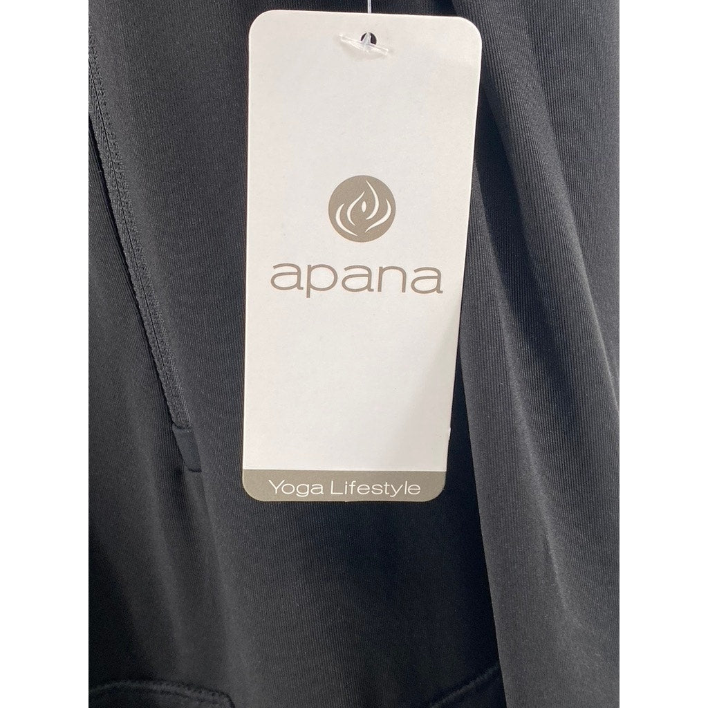 APANA Women's Black Solid Half-Zip Sleeveless A-Line Mini Active Dress SZ S