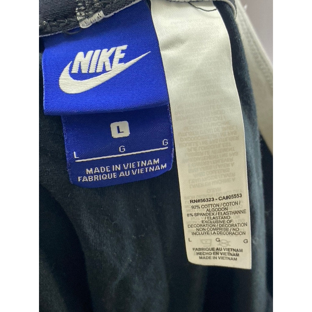 NIKE Women’s Black Solid Elastic Waist Pull-On Leg Logo Athletic Leggings SZ L
