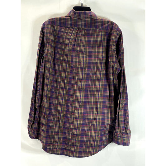 RALPH LAUREN Men's Purple/Green Plaid Button-Up Long Sleeve Shirt SZ M
