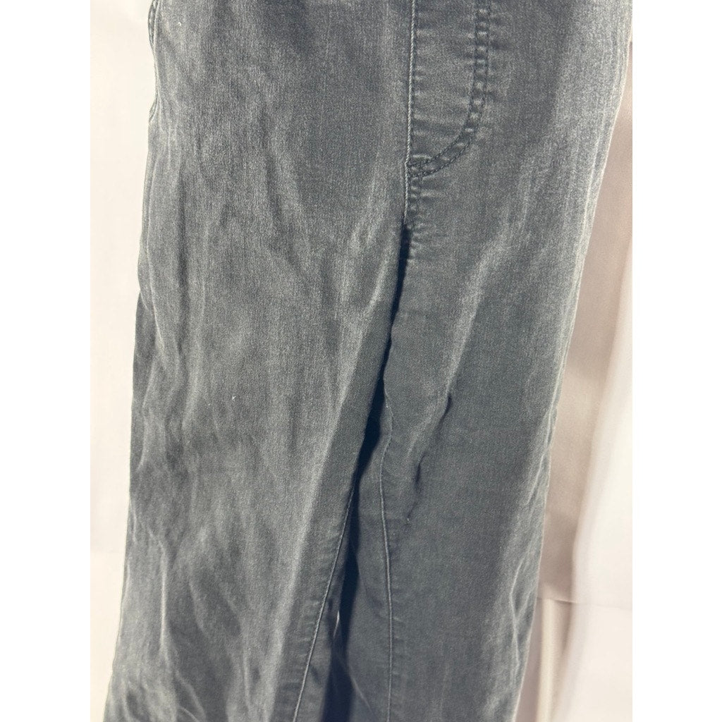 FREE PEOPLE Women's Black Washed Denim Square-Neck Skinny Overall SZ 28