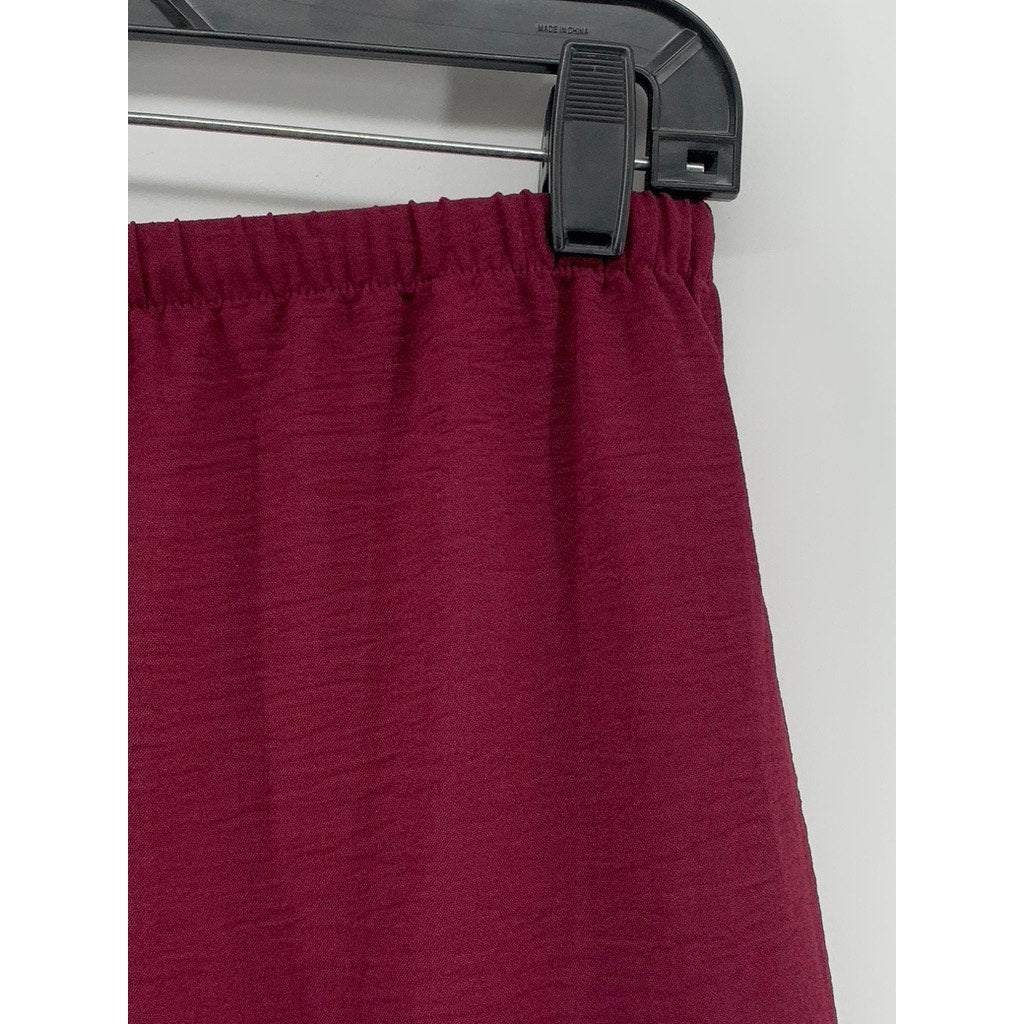 ADRIANNA PAPELL Women's Maroon Wide Leg Relaxed Fit Pants SZ S