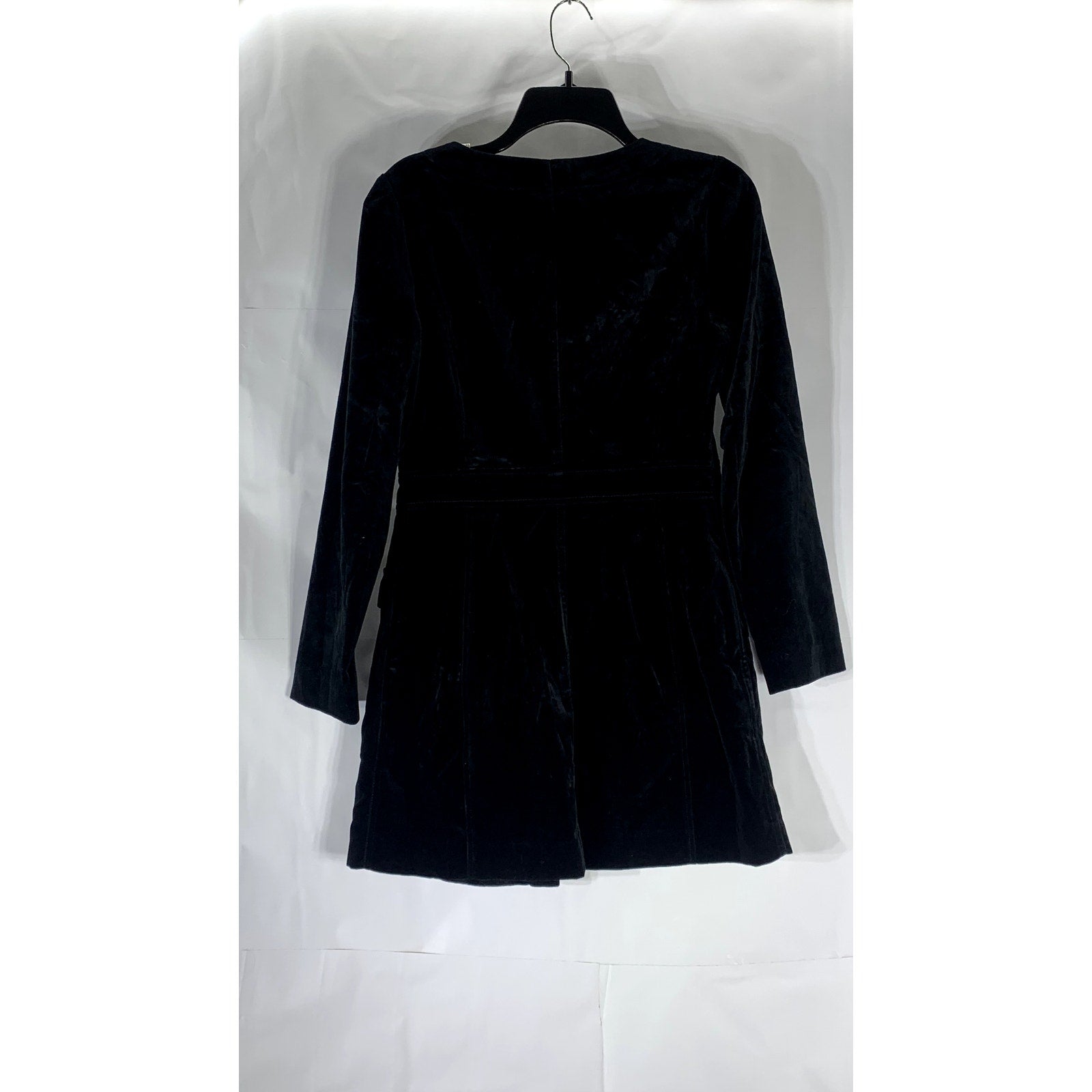 A.L.C. Women's Black Velvet Ivy Button-Front Long Sleeve Mini Dress SZ 8