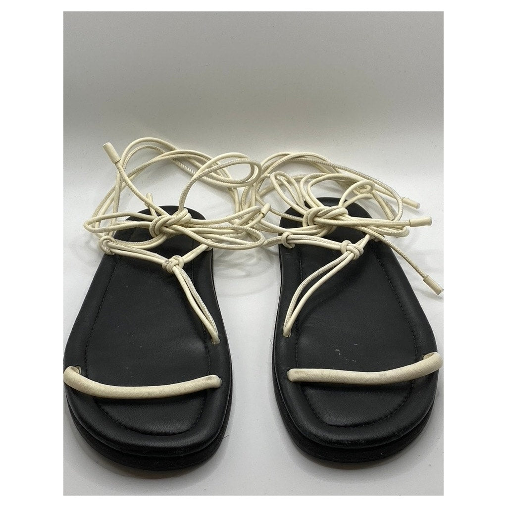 KHAITE Women's Cream Leather Ankle Strap Gladiator Sandals SZ 39(US9)