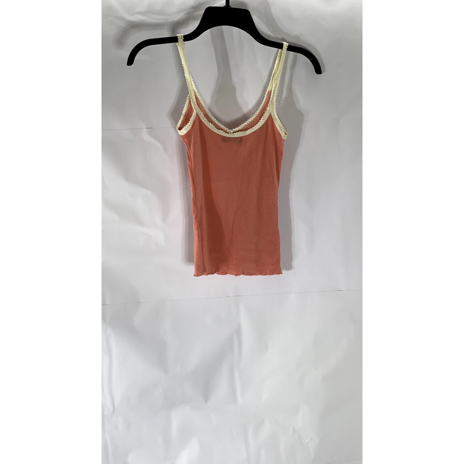 HONEYDEW Women's Pink-Beige Lace-Trim V-Neck Lettuce Hem Pullover Camisole SZ S