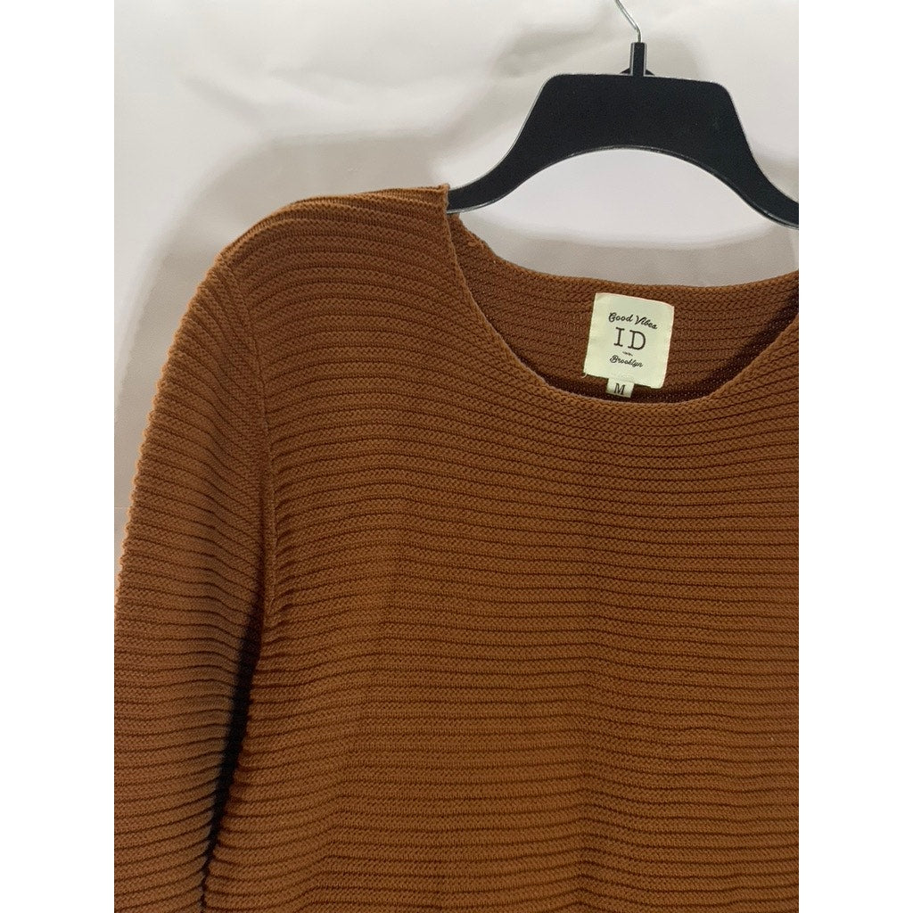 ID MENSWEAR Men's Brown Knit Crewneck Casual Pullover Sweater SZ M