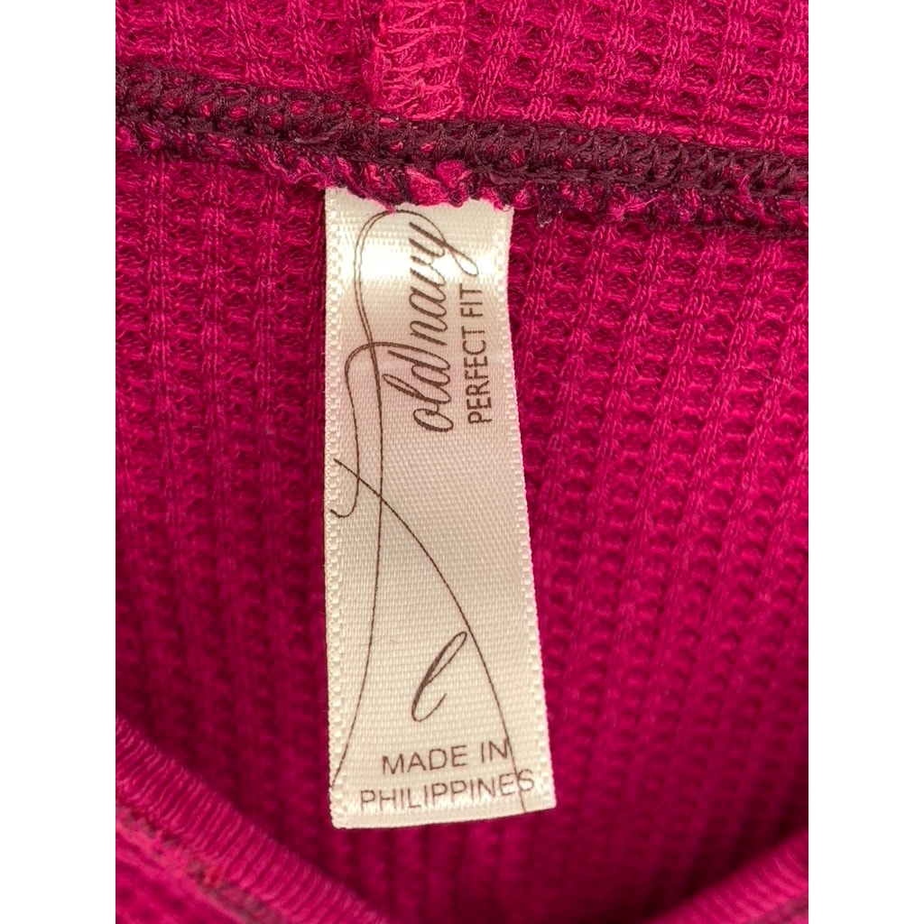 OLD NAVY Women's Vintage Perfect Fit Waffle Knit Henley Hooded Top SZ L