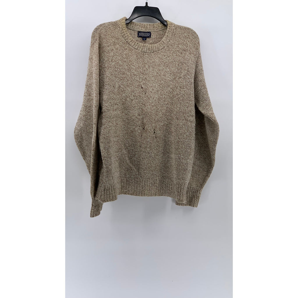 LANDS END Men's Vintage Tan Wool Crewneck Fisherman Knit 90's Sweater SZ M