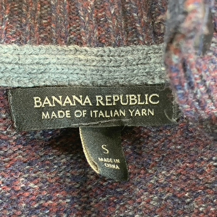 BANANA REPUBLIC Men's Wine Marled Textured Italian Yarn Mock-Neck Sweater SZ S