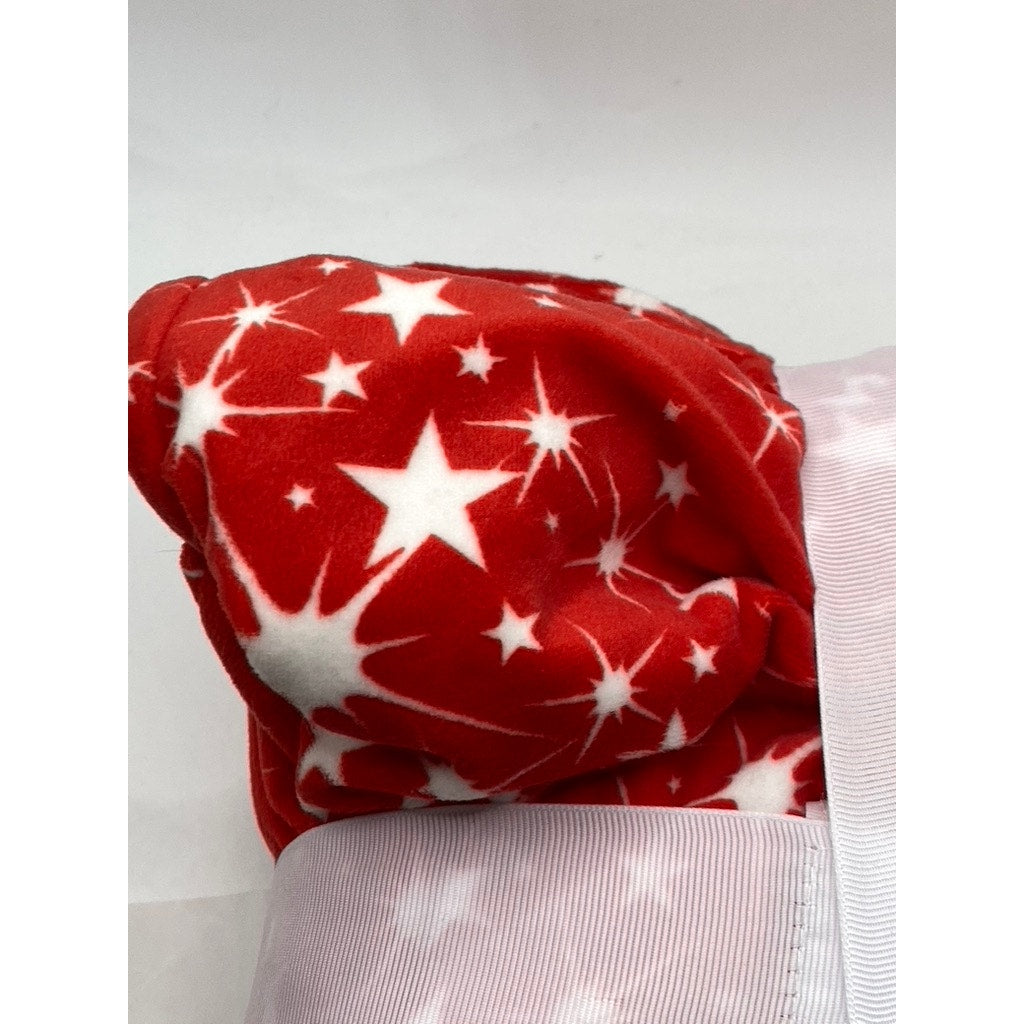 JUST BE Women's Red-White Star Print Velour Crewneck 2pc Sleep Set SZ L