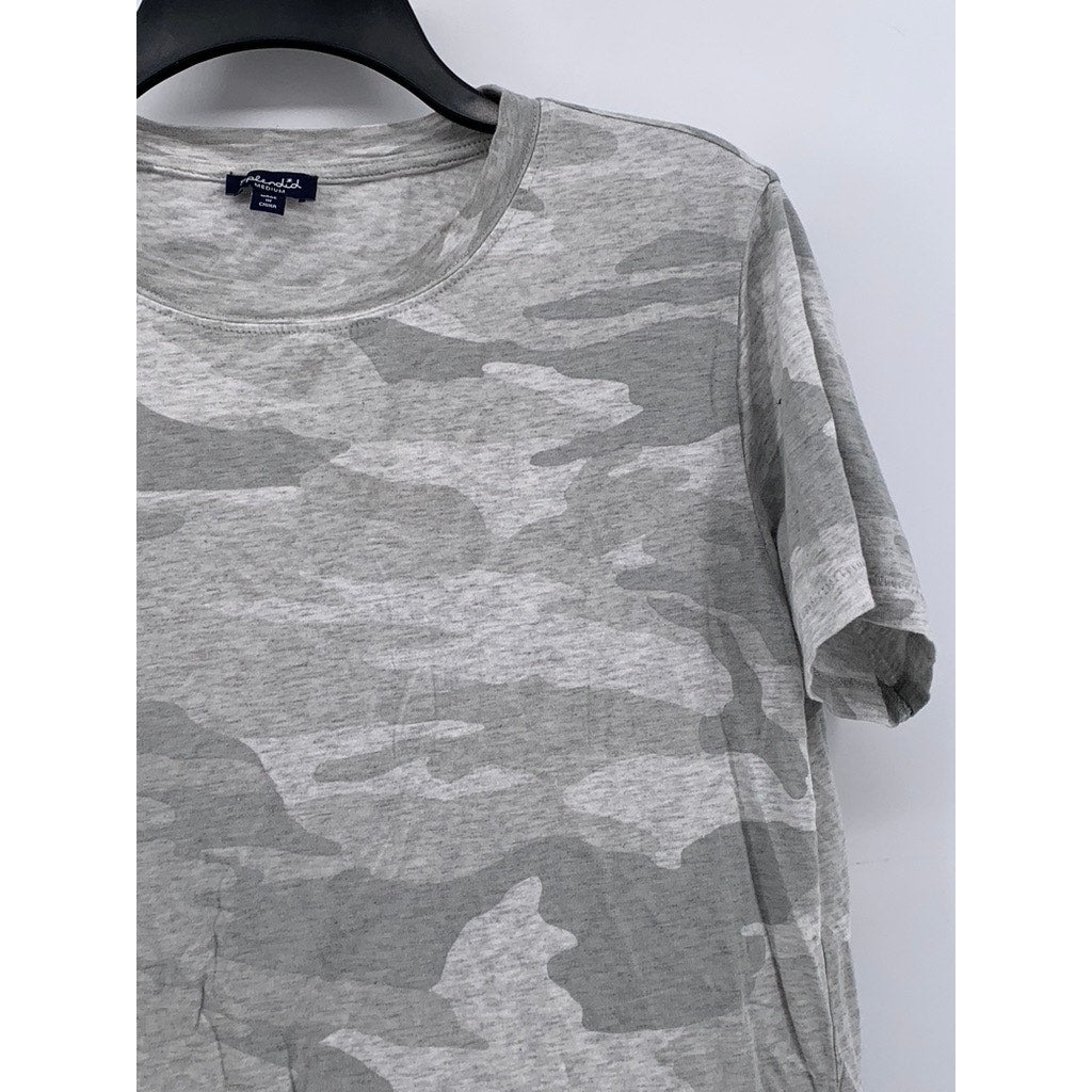 SPLENDID Women’s Gray Camo-Print Crewneck Short Sleeve T-Shirt SZ M
