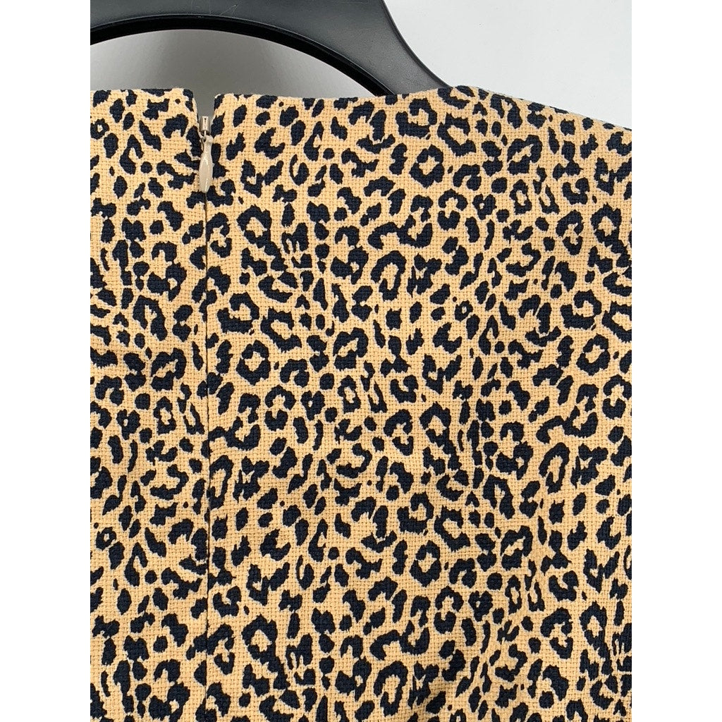 J.CREW Women's Tan Animal Print Sleeveless Sheath Mini Dress SZ 2