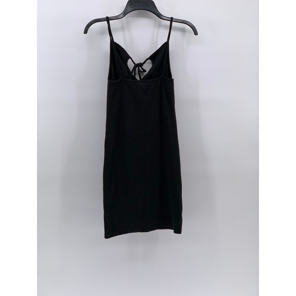 ZARA Women's Black Cutout Tie-Front Spaghetti Strap Casual Knee Length Dress SZM