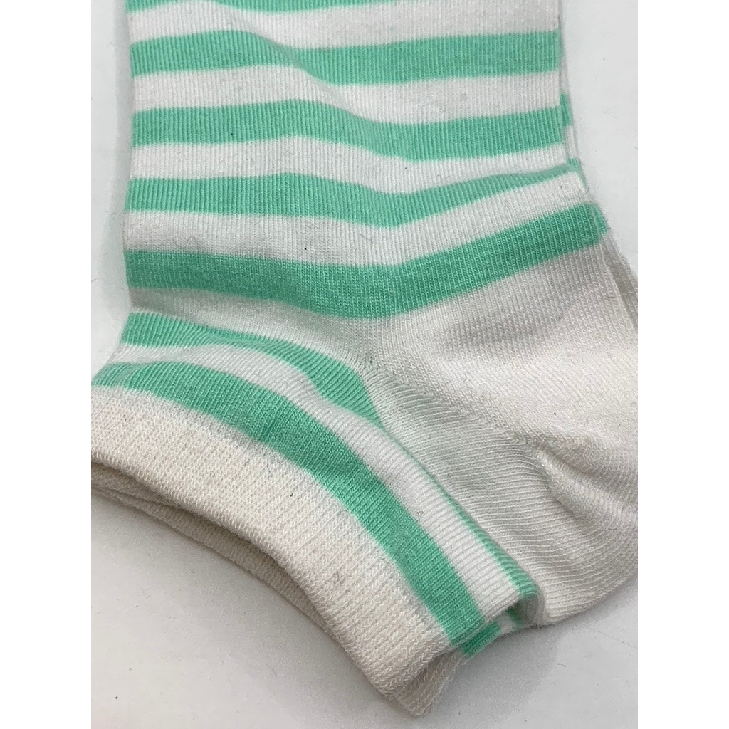 MEMOI Women's Cabbage Green-White Classic Striped Low Cut Socks SZ OS