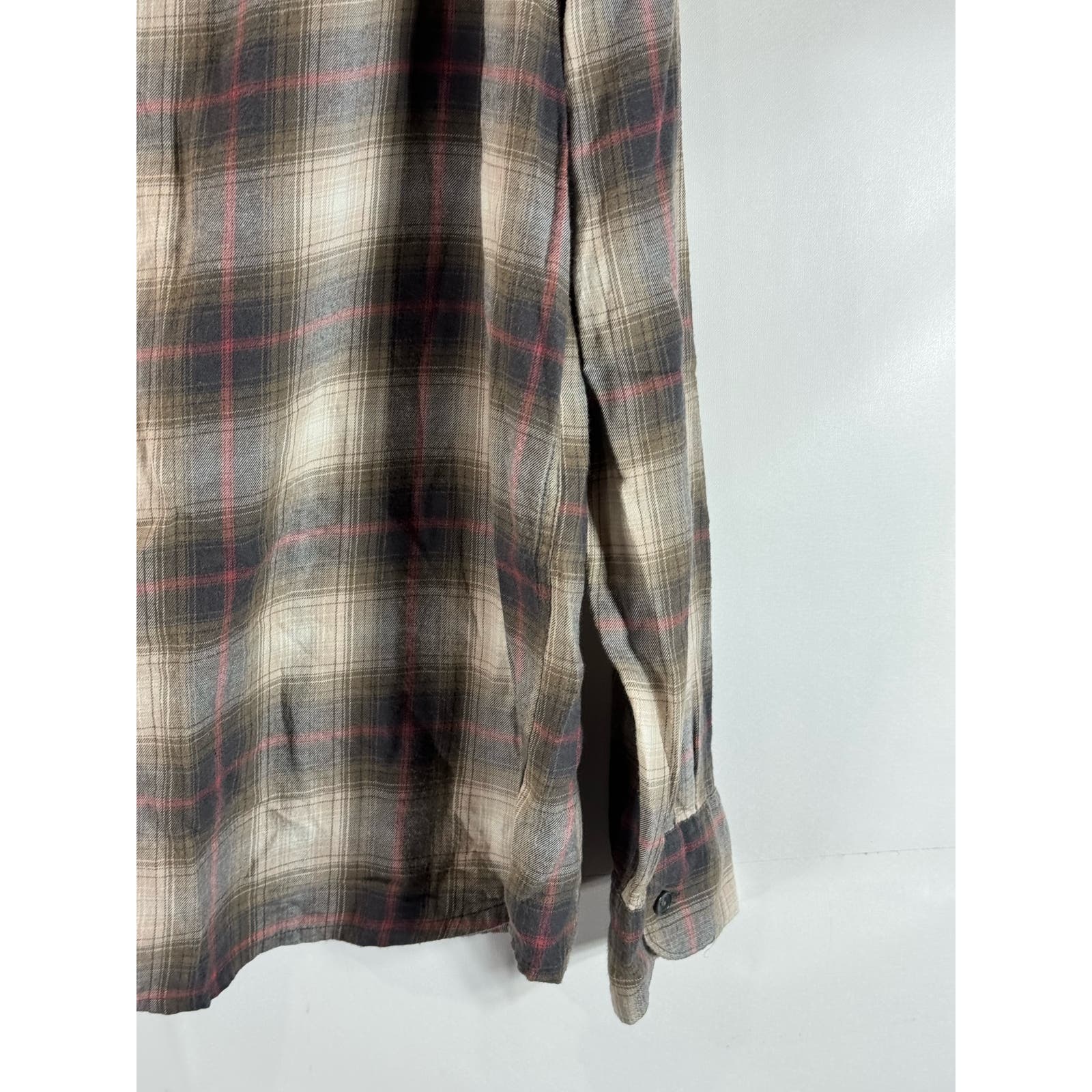 ABERCROMBIIE & FITCH Men's Brown Plaid Button-Up Long Sleeve Shirt SZ L