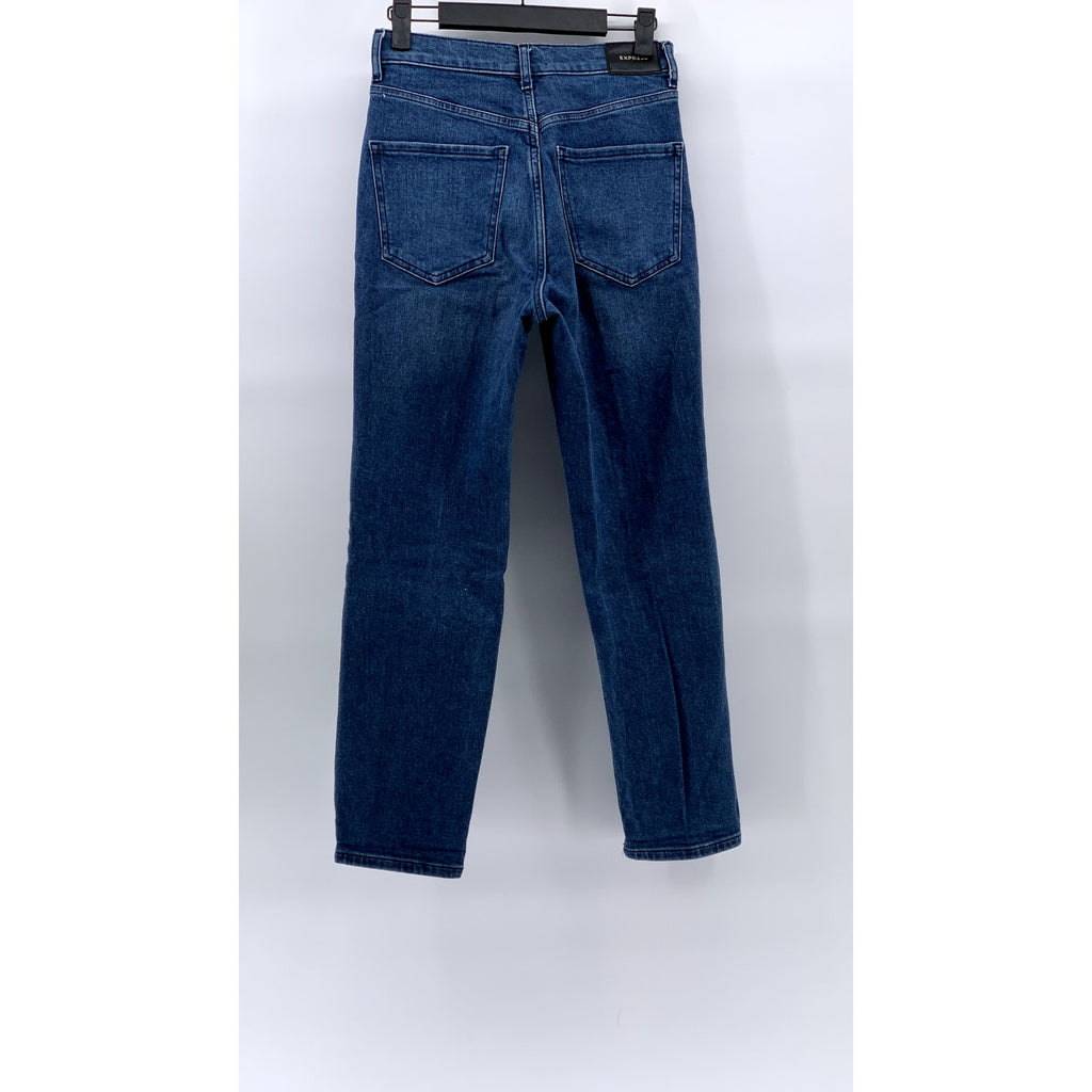EXPRESS Women's Blue Medium Wash Denim High-Rise Mom Jeans SZ 00