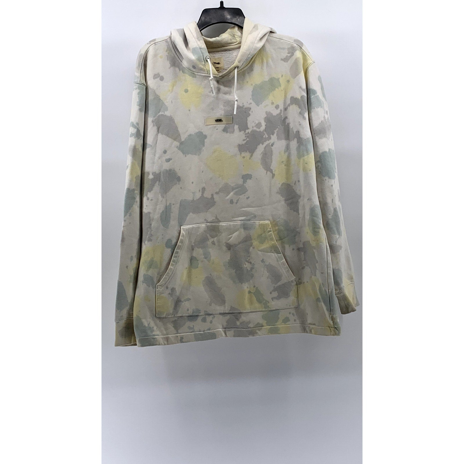 VANS Men’s White-Green Tie-Dye Regular-Fit Long Sleeve Hoodie SZ L