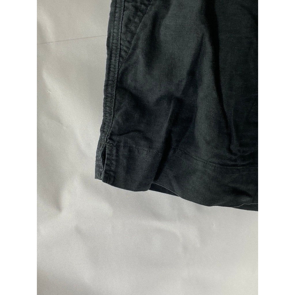 GAP Women's Petite True Black Linen-Blend High-Rise Relaxed-Fit Shorts SZ M/P