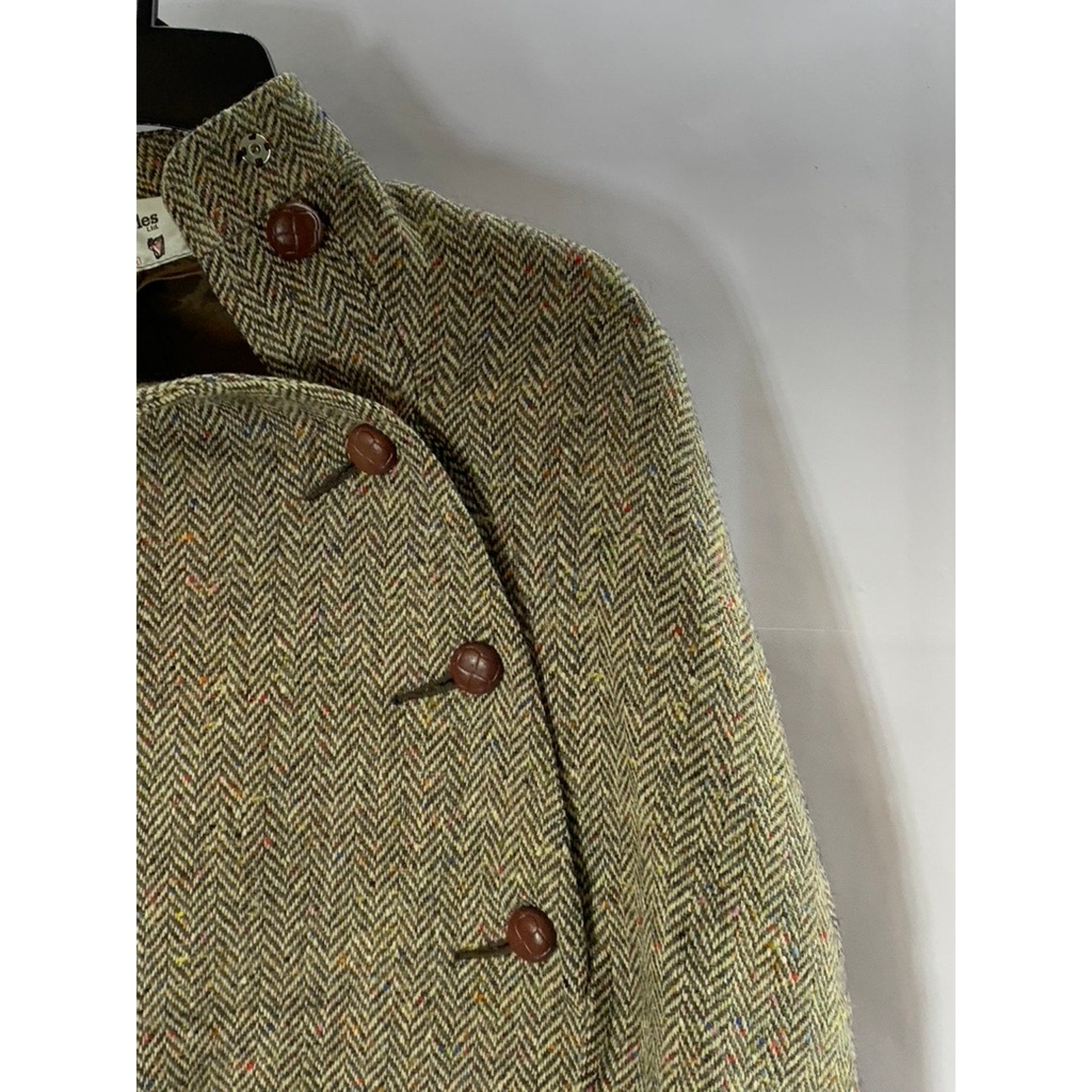 MORIARTY TEXTILES Women's Brown Tweed Wool Asymmetrical Belted Poncho Coat SZ M