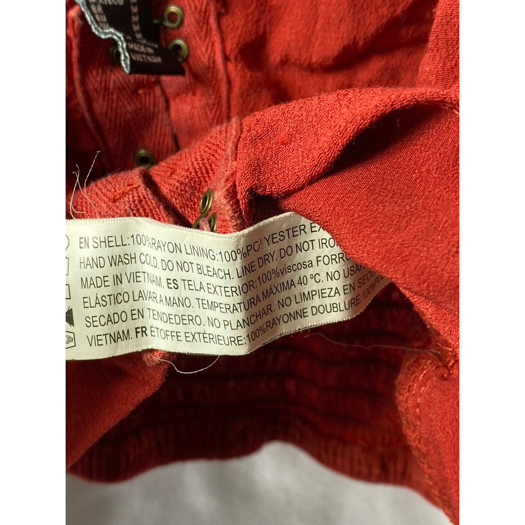 FOREVER 21 Women's Red V-Neck Hook & Loop Short Sleeve Crop Top SZ M