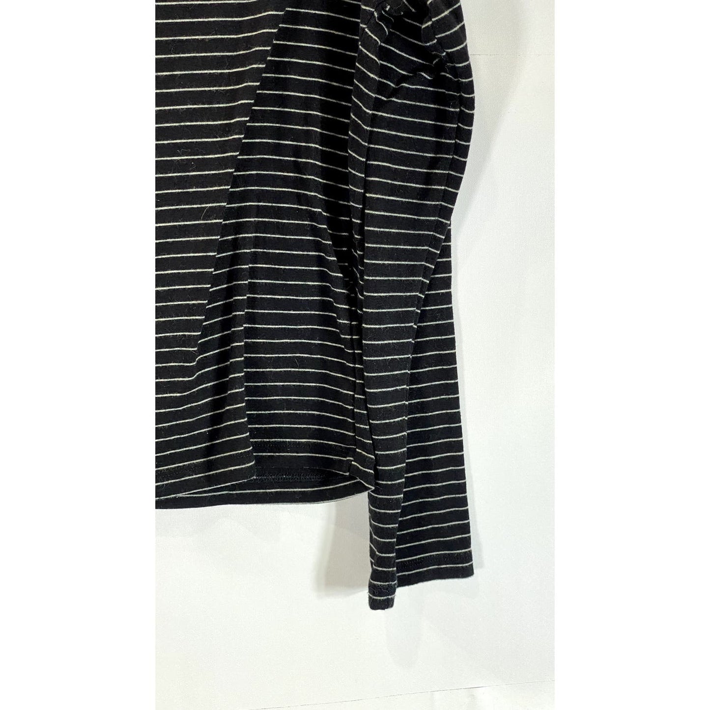 OAK + FORT Women's Black/White Striped Boatneck Long Sleeve Top SZ XS