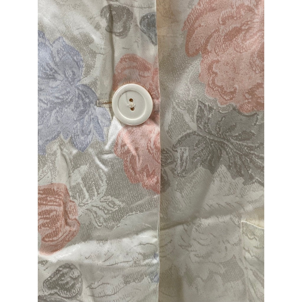 MANHATTAN PLAZA Women's Vintage Beige Floral Single-Button Blazer SZ 10