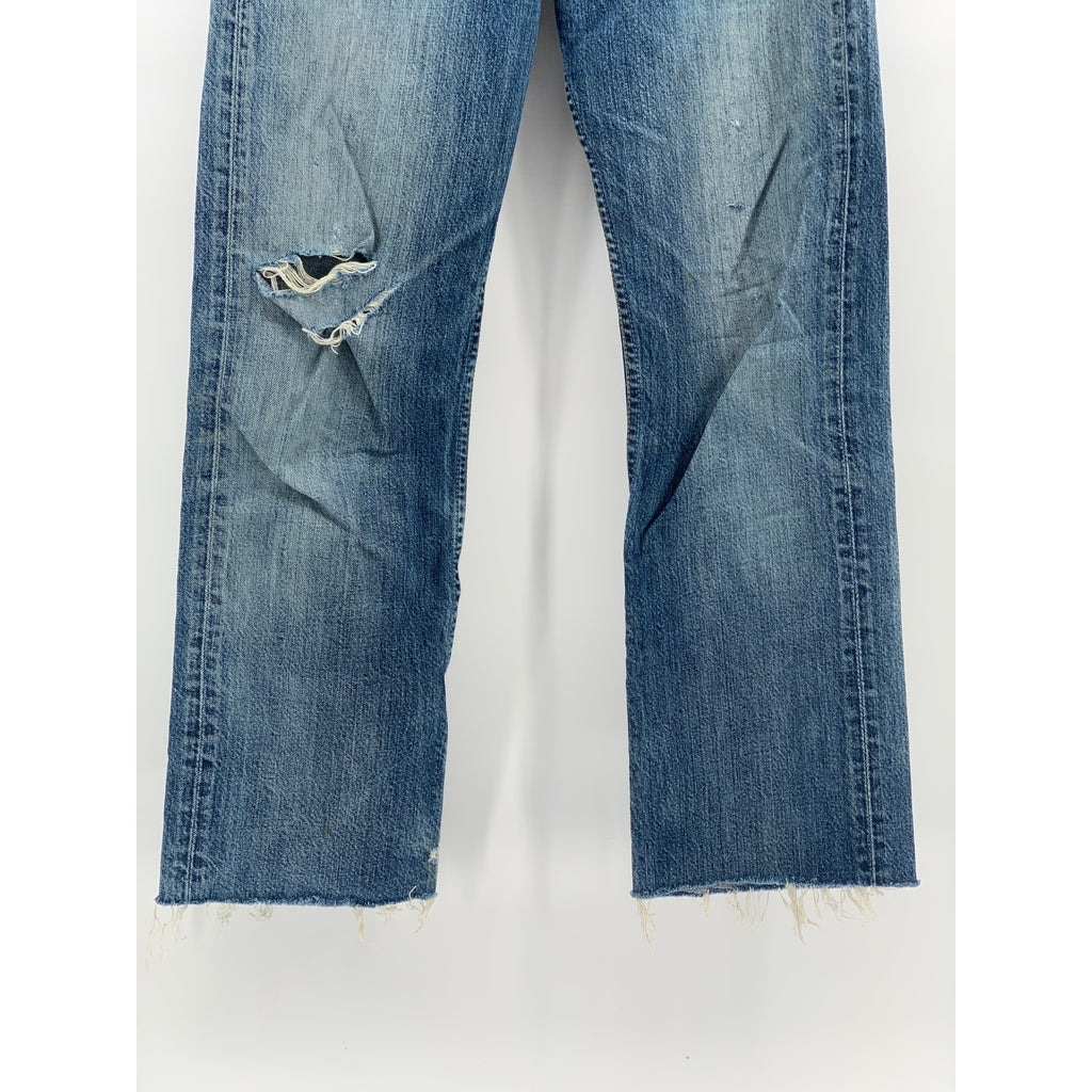 LEVI'S Men's Blue Denim Distressed 501 Original Fit Straight-Leg Jeans SZ 28X32