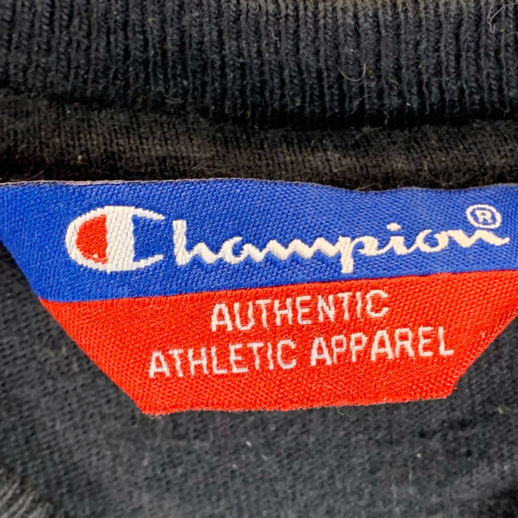 CHAMPION Authentic Men's Black Script Logo Crewneck Long Sleeve T-Shirt SZ L