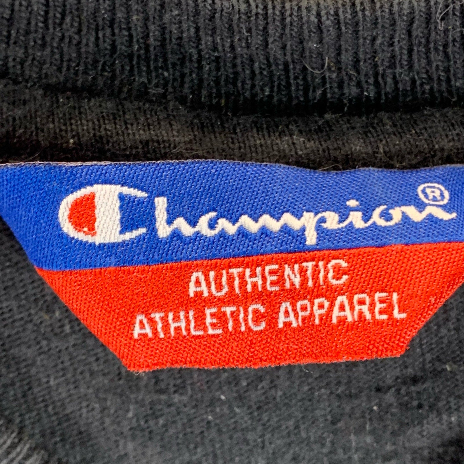 CHAMPION Authentic Men's Black Script Logo Crewneck Long Sleeve T-Shirt SZ L