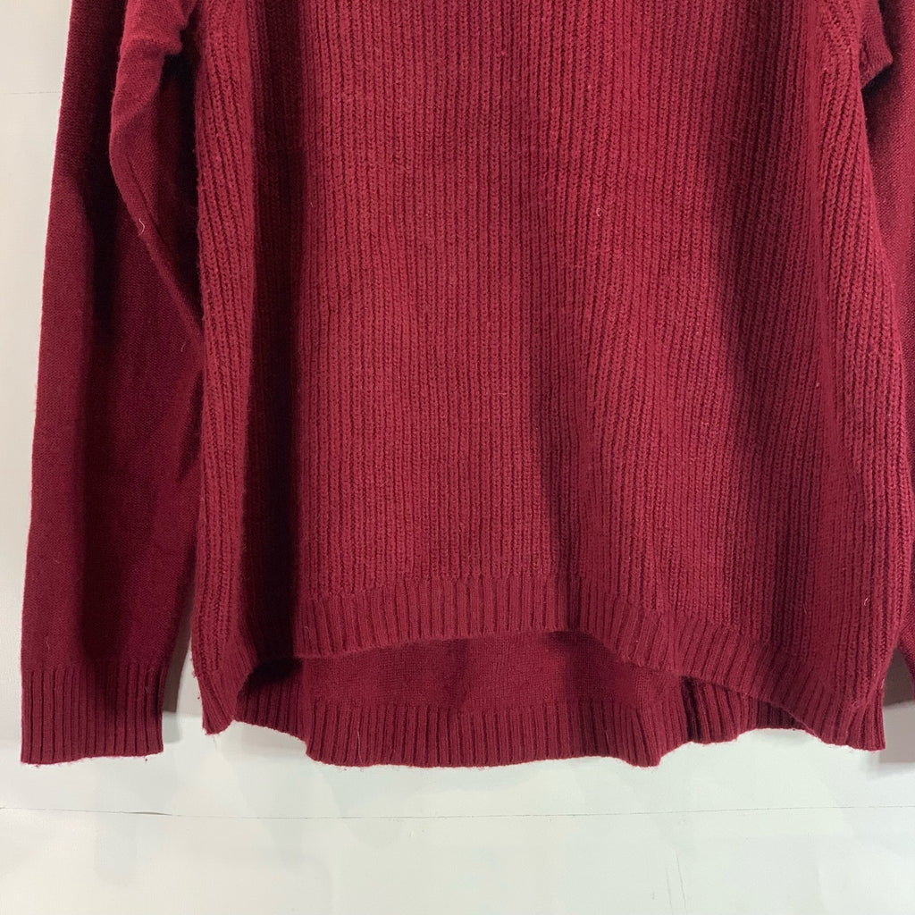 J. CREW FACTORY Women's Burgundy Warmspun Swingy Elbow-Patch Sweater SZ M