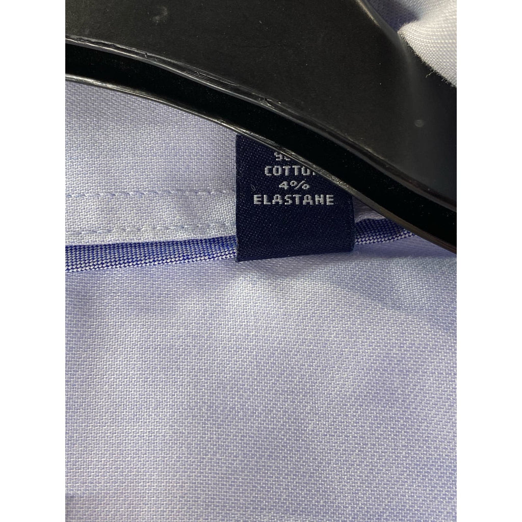 TOMMY HILFIGER Men's Light Blue TH Flex Supima Regular-Fit Stretch Shirt SZ 16