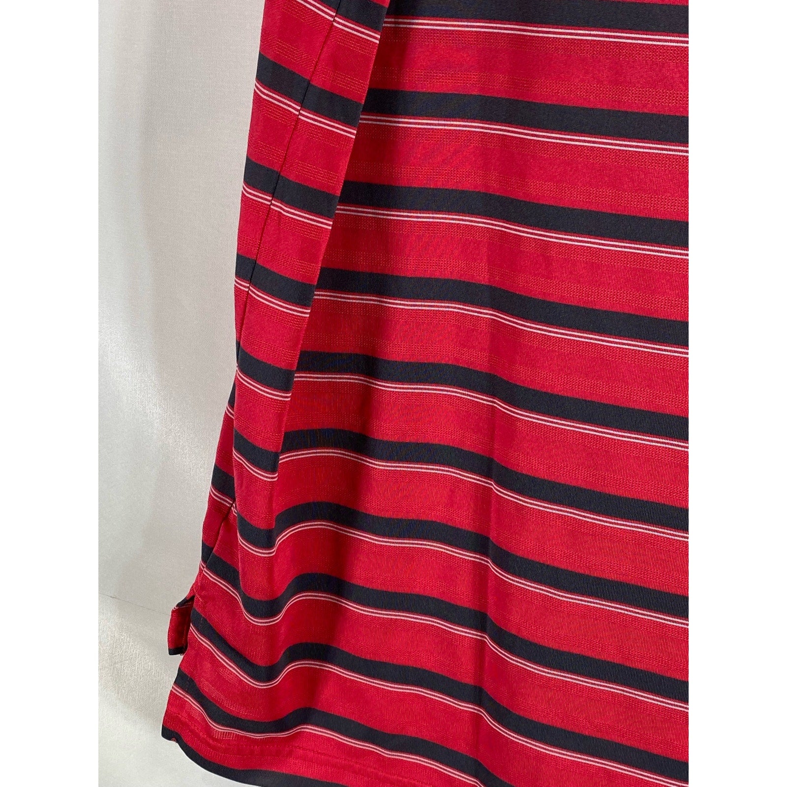 ADIDAS Men's Red Striped Climalite Regular-Fit Short Sleeve Polo SZ L