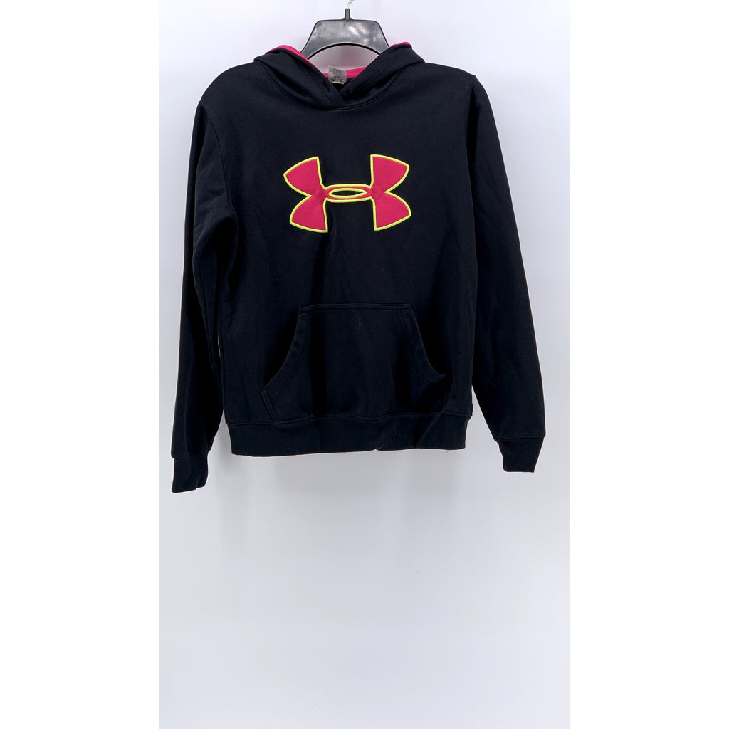 UNDER ARMOUR Women's Black-Pink Embroidered Logo Hoodie SZ S