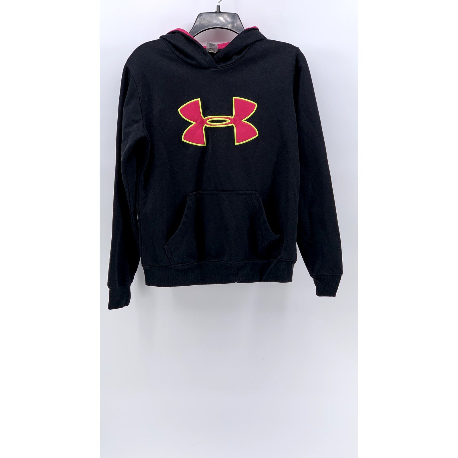 UNDER ARMOUR Women's Black-Pink Embroidered Logo Hoodie SZ S