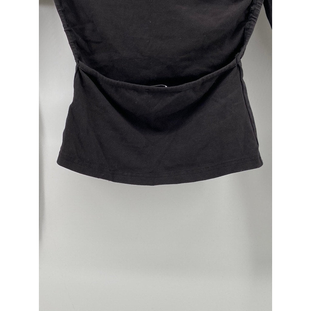 PRINCESS POLLY Women’s Black Rixie High-Neck Backless Long Sleeve Top SZ 2