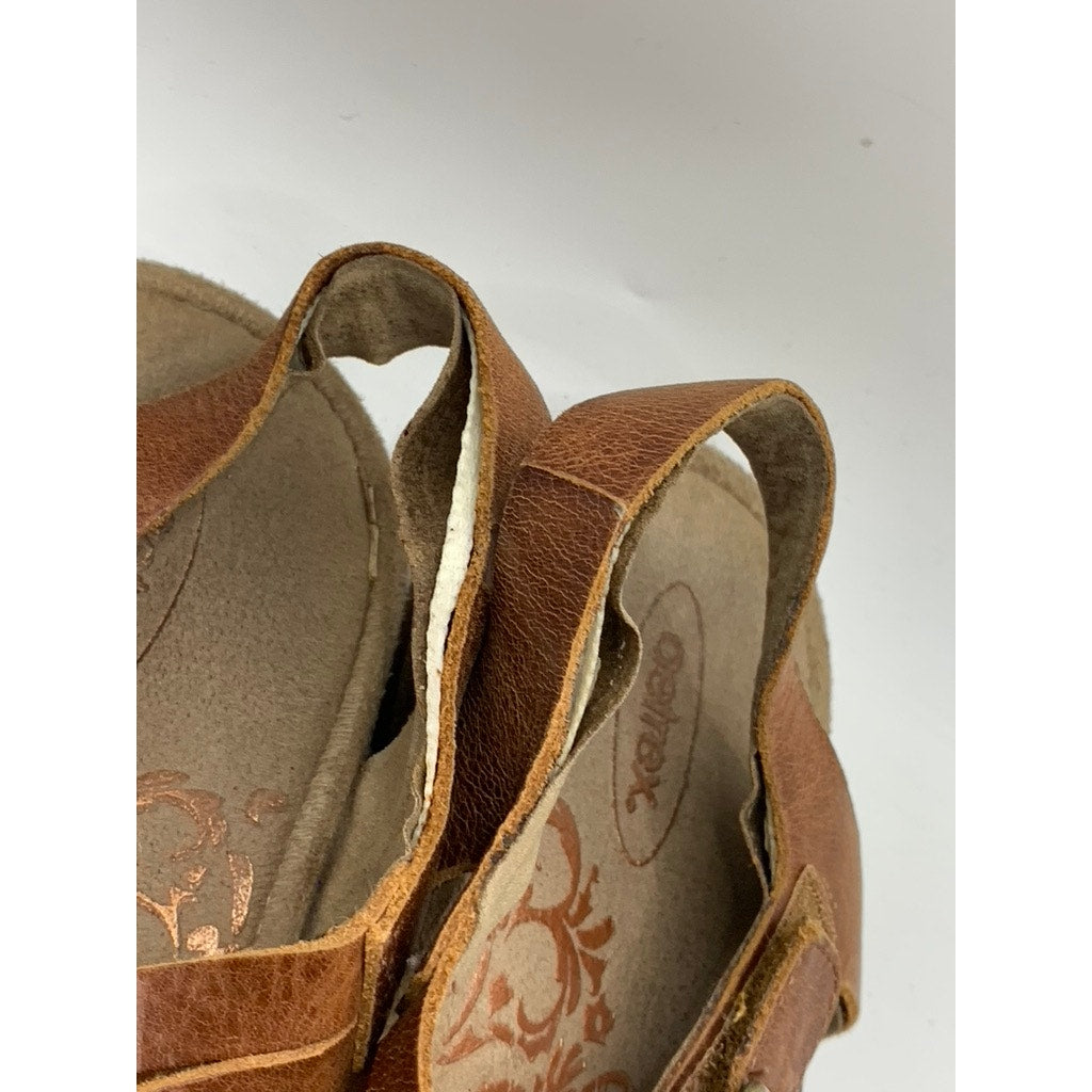 AETREX Women's Brown Harper Braided Slingback Thong Wedge Sandals SZ 7