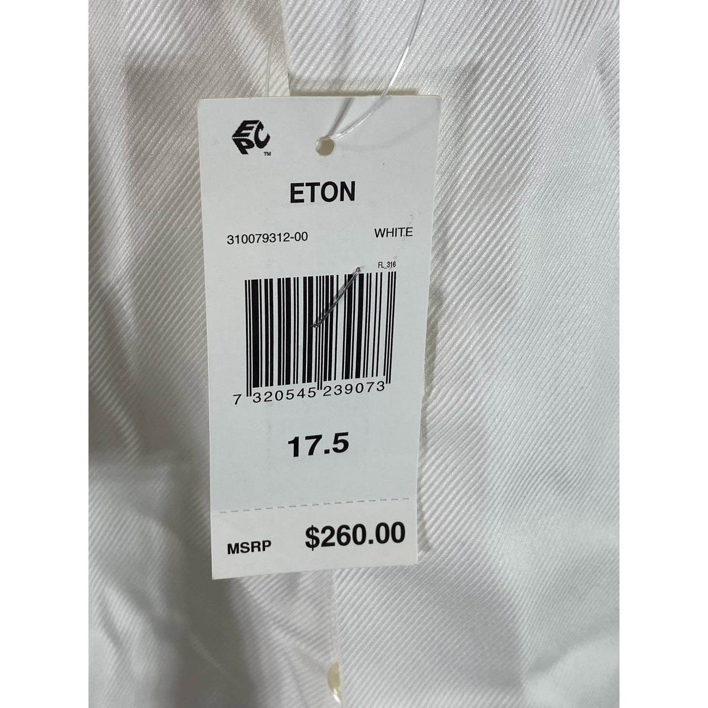 ETON Men's White Contemporary-Fit Signature Twill French Cuff Dress Shirt SZ17.5