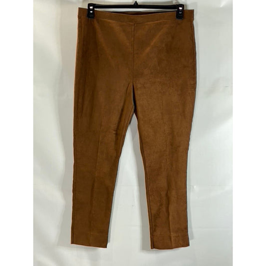 KOBI HALPERIN Women's Brown Faux Suede Lori Elastic-Waist Cropped Pant SZ 2XL