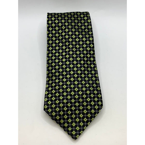 COUNTESS MARA Men's Vintage Green Printed Hand Made Silk Tie SZ OS