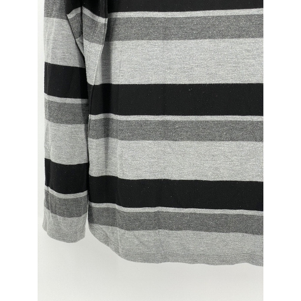 LIZ CLAIBORNE Women's Gray-Black Striped Boat-Neck Top SZ XL