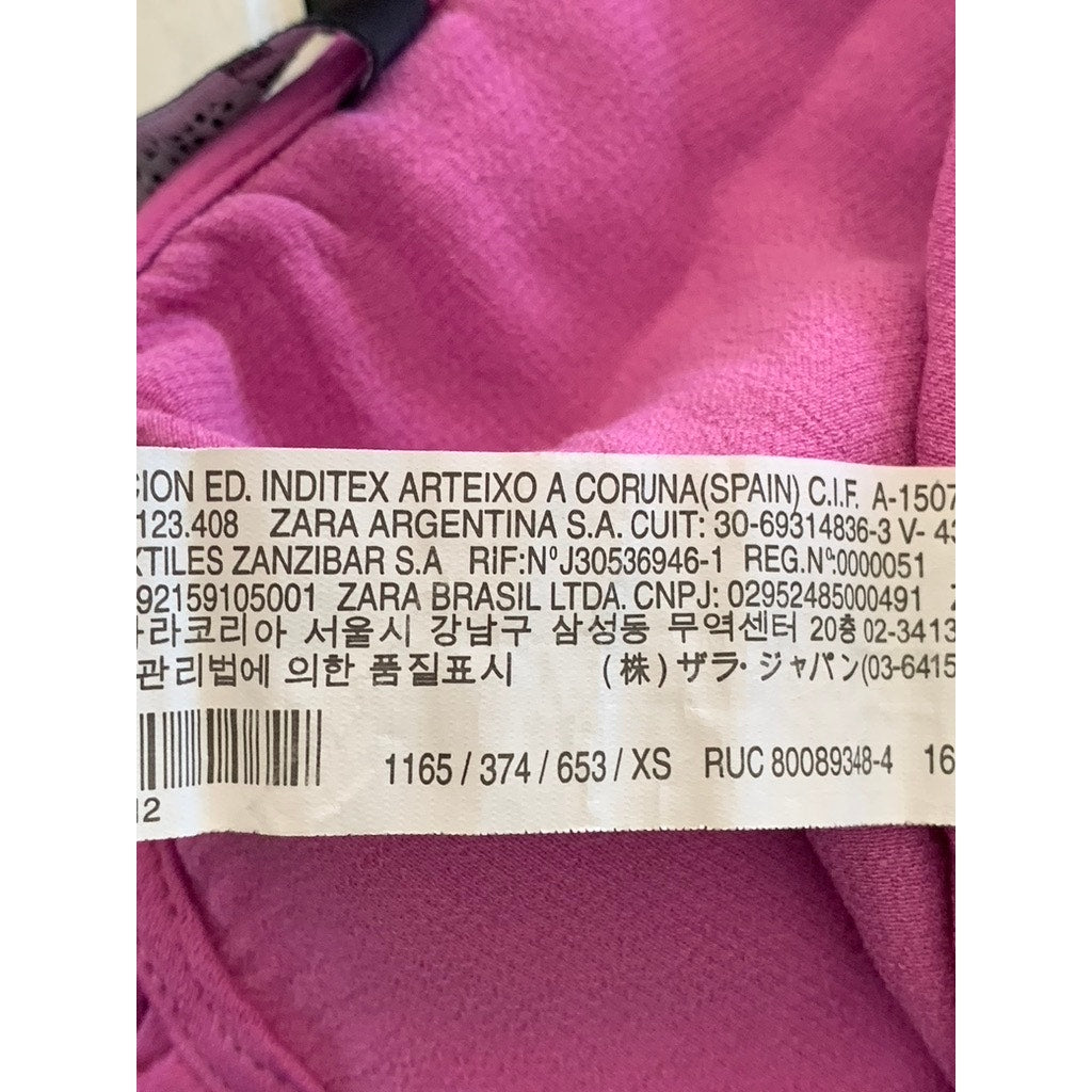 ZARA Women's Fuchsia Satin Adjustable Strap Cowl neck Camisole SZ XS
