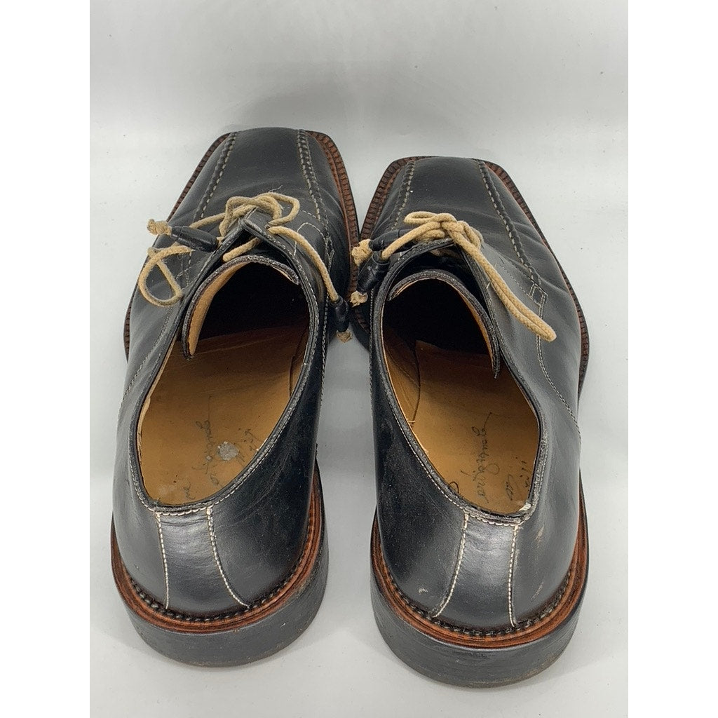 UNBRANDED Men's Black Leather Square Toe Oxford Shoes SZ 45(US11)