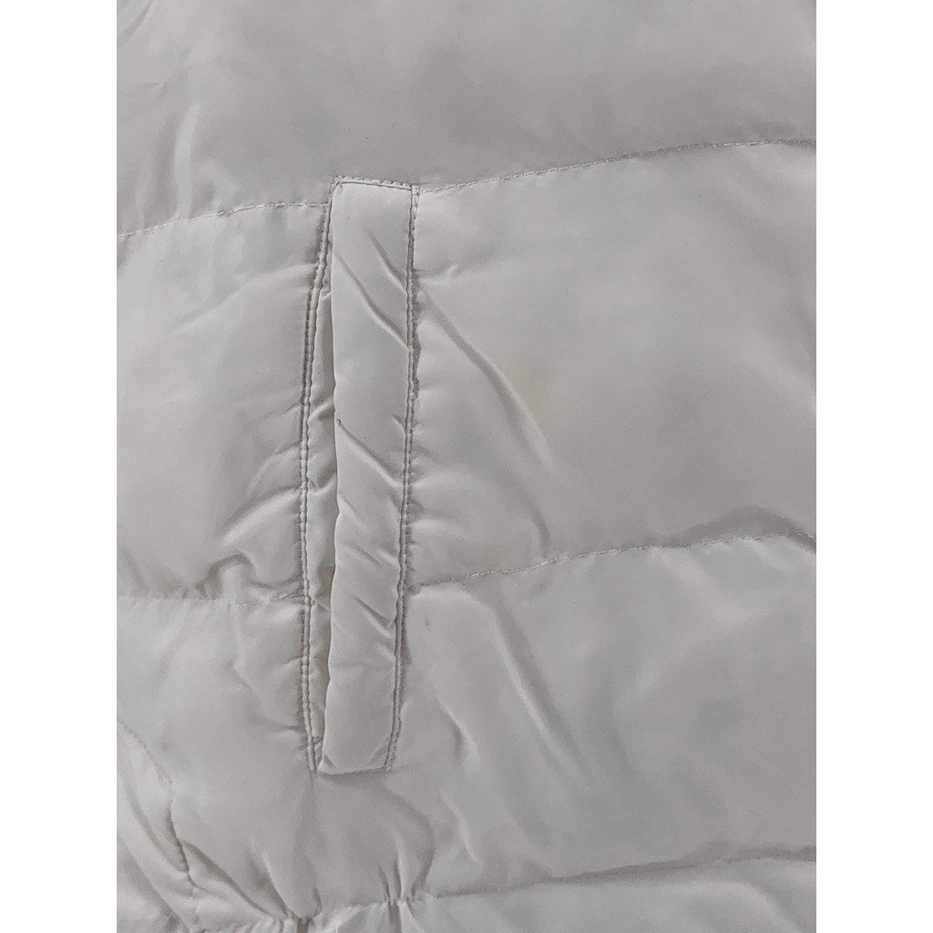 CHARLIE PAIGE Women's White Hooded Sleeveless Zip-Up Puffer Vest SZ M