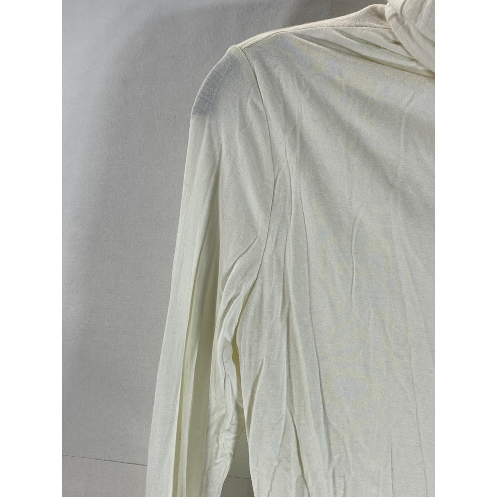 FINAL TOUCH Women's Beige Solid Long Sleeve Pullover Turtleneck Top SZ S