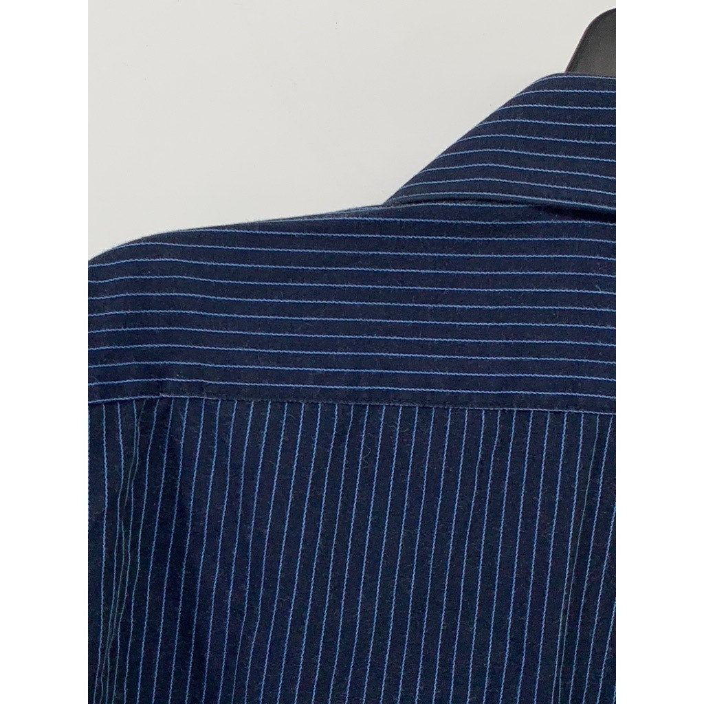 VAN HEUSEN Men's Blue Striped Button-Up Long Sleeve Regular-Fit Shirt SZ XL