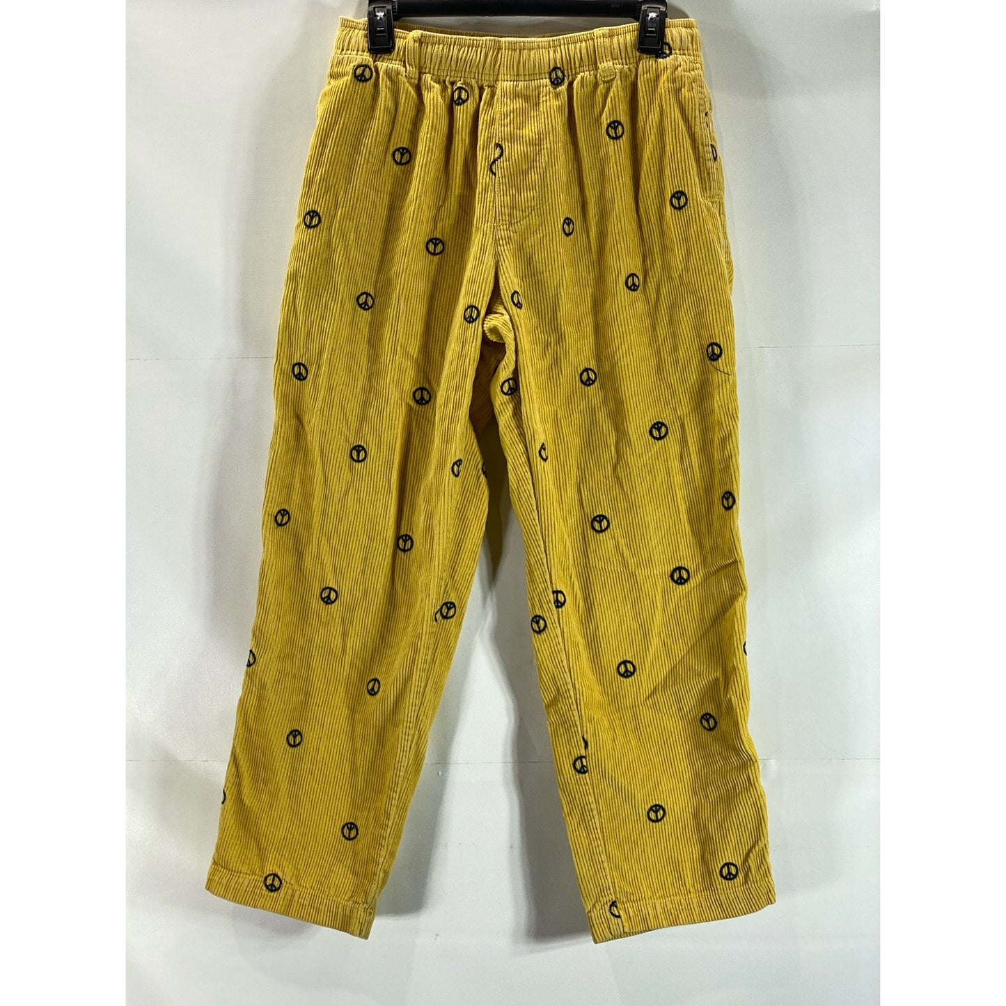 URBAN OUTFITTERS Men's Yellow UO Peace Sign Print Straight-Leg Corduroy Pant SZM