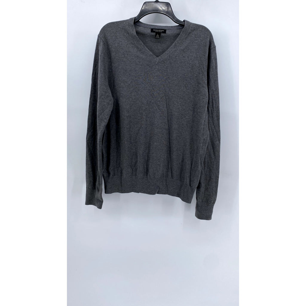 BANANA REPUBLIC Women's Gray V-Neck Sweater SZ L