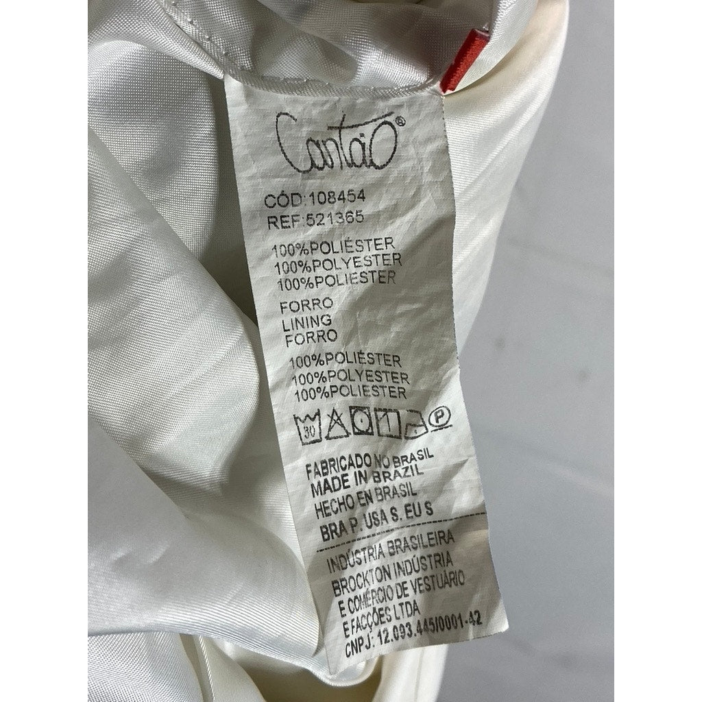 CANTAO Women's Cream/Black Snap Button Lightweight Windbreaker Jacket SZ S