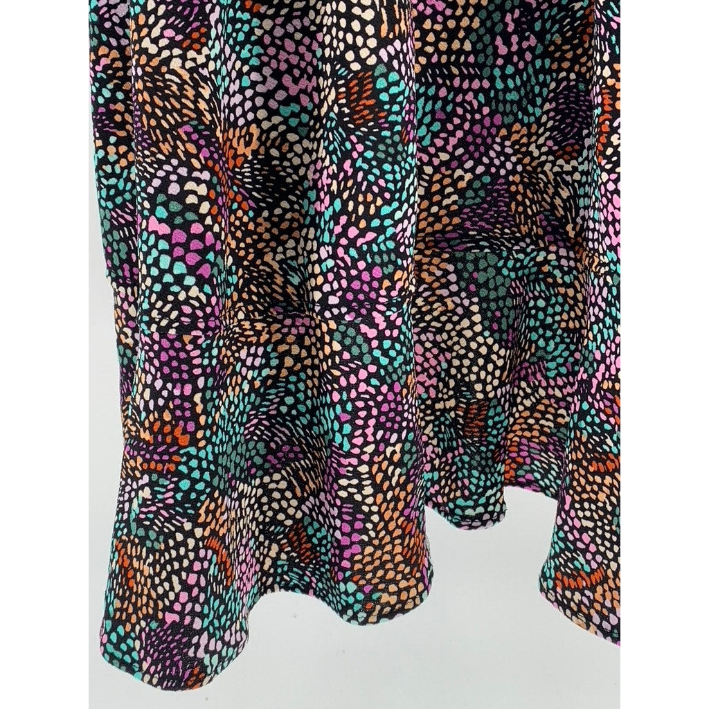 BAR III Women's Plus Black-Multi Printed Ruffle Wrap Dress SZ 0X