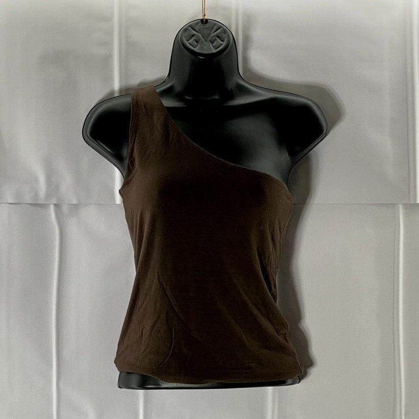 J.CREW Women's Brown Solid One-Shoulder Pullover Lightweight Top SZ XS