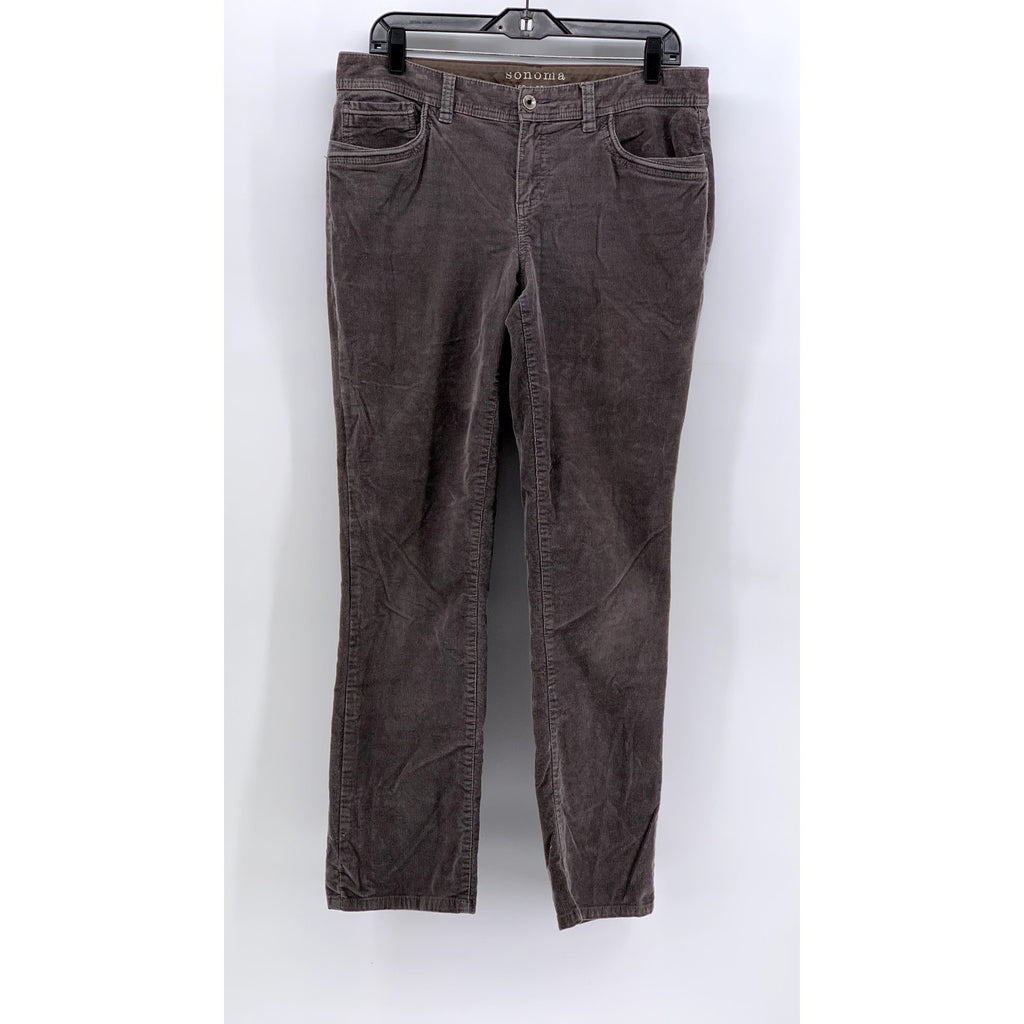 SONOMA LIFE+STYLE Women's Gray Corduroy Straight Leg Modern Fit Pants SZ 10